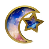 Maxbell Ramadan Serving Tray Decoration Moon Star Tray for Wedding Gatherings Events Blue Pink Gold