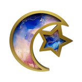 Maxbell Ramadan Serving Tray Decoration Moon Star Tray for Wedding Gatherings Events Blue Pink Gold