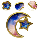 Maxbell Ramadan Serving Tray Decoration Moon Star Tray for Wedding Gatherings Events Blue Pink Gold