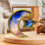 Maxbell Ramadan Serving Tray Decoration Moon Star Tray for Wedding Gatherings Events Blue Pink Gold