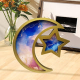 Maxbell Ramadan Serving Tray Decoration Moon Star Tray for Wedding Gatherings Events Blue Pink Gold