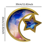 Maxbell Ramadan Serving Tray Decoration Moon Star Tray for Wedding Gatherings Events Blue Pink Gold