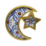 Maxbell Ramadan Serving Tray Decoration Moon Star Tray for Wedding Gatherings Events Blue Gold