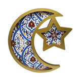 Maxbell Ramadan Serving Tray Decoration Moon Star Tray for Wedding Gatherings Events Blue Gold