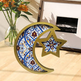 Maxbell Ramadan Serving Tray Decoration Moon Star Tray for Wedding Gatherings Events Blue Gold