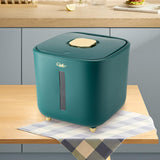 Maxbell Rice Storage Container Large Capacity Pet Food Dispenser for Corn Home Beans Green 5 KG
