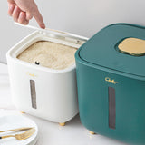 Maxbell Rice Storage Container Large Capacity Pet Food Dispenser for Corn Home Beans Green 10 KG
