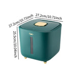 Maxbell Rice Storage Container Large Capacity Pet Food Dispenser for Corn Home Beans Green 10 KG