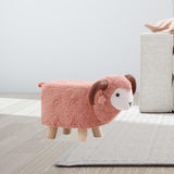 Maxbell Animal Footstool Cartoon Footrest Ottoman for Living Rooms Entryway Playroom Pink