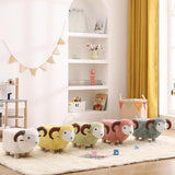 Maxbell Animal Footstool Cartoon Footrest Ottoman for Living Rooms Entryway Playroom Pink