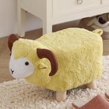 Maxbell Animal Footstool Cartoon Footrest Ottoman for Living Rooms Entryway Playroom Yellow