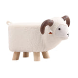 Maxbell Animal Footstool Cartoon Footrest Ottoman for Living Rooms Entryway Playroom White