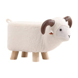 Maxbell Animal Footstool Cartoon Footrest Ottoman for Living Rooms Entryway Playroom White