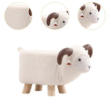 Maxbell Animal Footstool Cartoon Footrest Ottoman for Living Rooms Entryway Playroom White