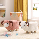 Maxbell Animal Footstool Cartoon Footrest Ottoman for Living Rooms Entryway Playroom White