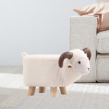 Maxbell Animal Footstool Cartoon Footrest Ottoman for Living Rooms Entryway Playroom White