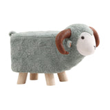 Maxbell Animal Footstool Cartoon Footrest Ottoman for Living Rooms Entryway Playroom Gray Green