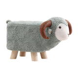 Maxbell Animal Footstool Cartoon Footrest Ottoman for Living Rooms Entryway Playroom Gray Green