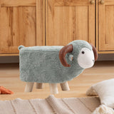 Maxbell Animal Footstool Cartoon Footrest Ottoman for Living Rooms Entryway Playroom Gray Green