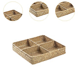 Maxbell Divided Basket Organizer Desktop Storage Bin for Organization Handmade Woven Style A
