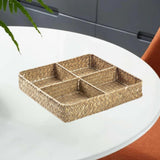 Maxbell Divided Basket Organizer Desktop Storage Bin for Organization Handmade Woven Style A