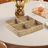 Maxbell Divided Basket Organizer Desktop Storage Bin for Organization Handmade Woven Style A