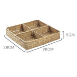 Maxbell Divided Basket Organizer Desktop Storage Bin for Organization Handmade Woven Style A