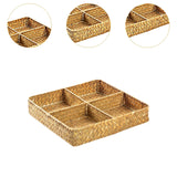 Maxbell Divided Basket Organizer Desktop Storage Bin for Organization Handmade Woven Style B