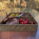 Maxbell Divided Basket Organizer Desktop Storage Bin for Organization Handmade Woven Style B