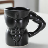 Maxbell Ceramic Mug Creative Breakfast Mug with Handle for Kitchen Restaurant Office Black