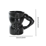Maxbell Ceramic Mug Creative Breakfast Mug with Handle for Kitchen Restaurant Office Black