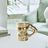 Maxbell Ceramic Mug Creative Breakfast Mug with Handle for Kitchen Restaurant Office Gold and White