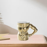 Maxbell Ceramic Mug Creative Breakfast Mug with Handle for Kitchen Restaurant Office Gold and White
