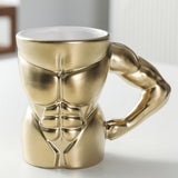 Maxbell Ceramic Mug Creative Breakfast Mug with Handle for Kitchen Restaurant Office Gold and White