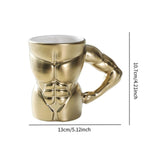 Maxbell Ceramic Mug Creative Breakfast Mug with Handle for Kitchen Restaurant Office Gold and White