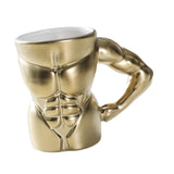 Maxbell Ceramic Mug Creative Breakfast Mug with Handle for Kitchen Restaurant Office Gold and White