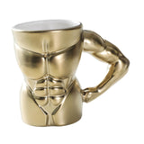 Maxbell Ceramic Mug Creative Breakfast Mug with Handle for Kitchen Restaurant Office Gold and White
