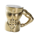 Maxbell Ceramic Mug Creative Breakfast Mug with Handle for Kitchen Restaurant Office Gold and White