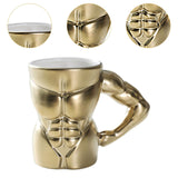 Maxbell Ceramic Mug Creative Breakfast Mug with Handle for Kitchen Restaurant Office Gold and White