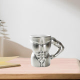 Maxbell Ceramic Mug Creative Breakfast Mug with Handle for Kitchen Restaurant Office Silver and White