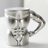 Maxbell Ceramic Mug Creative Breakfast Mug with Handle for Kitchen Restaurant Office Silver and White