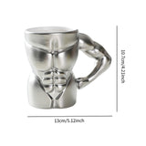 Maxbell Ceramic Mug Creative Breakfast Mug with Handle for Kitchen Restaurant Office Silver and White