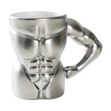 Maxbell Ceramic Mug Creative Breakfast Mug with Handle for Kitchen Restaurant Office Silver and White
