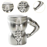 Maxbell Ceramic Mug Creative Breakfast Mug with Handle for Kitchen Restaurant Office Silver and White