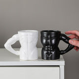 Maxbell Ceramic Mug Creative Breakfast Mug with Handle for Kitchen Restaurant Office Silver and White