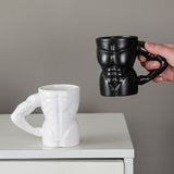 Maxbell Ceramic Mug Creative Breakfast Mug with Handle for Kitchen Restaurant Office Silver and White