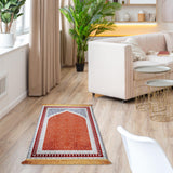 Maxbell Prayer Rug Decoration Soft Non Slip Elegant Prayer Mat for Praying Men Women Orange