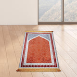 Maxbell Prayer Rug Decoration Soft Non Slip Elegant Prayer Mat for Praying Men Women Orange