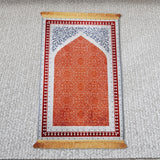 Maxbell Prayer Rug Decoration Soft Non Slip Elegant Prayer Mat for Praying Men Women Orange