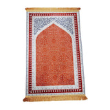 Maxbell Prayer Rug Decoration Soft Non Slip Elegant Prayer Mat for Praying Men Women Orange